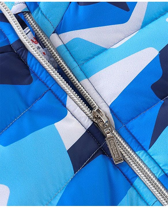 Babyhug Woven Full Sleeves Hooded Jacket Camo Print - Blue
