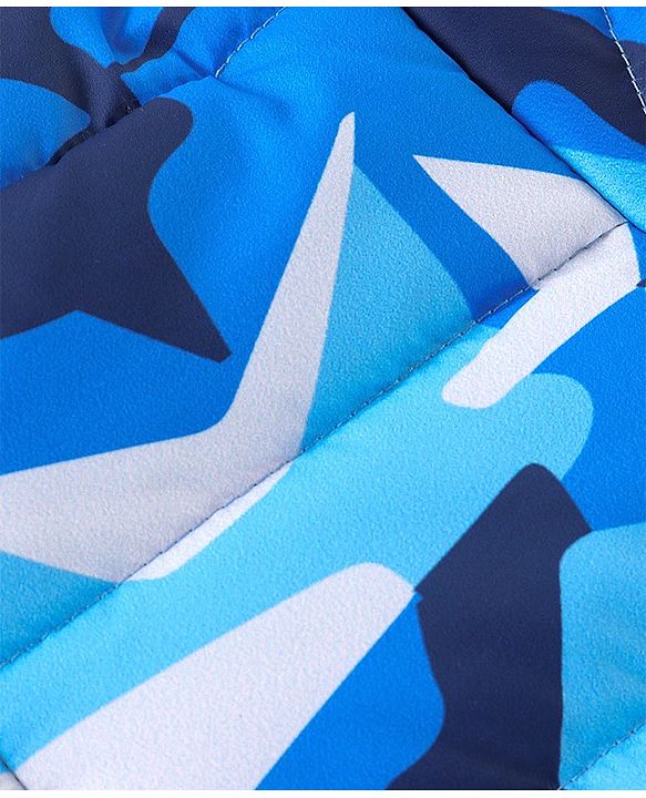Babyhug Woven Full Sleeves Hooded Jacket Camo Print - Blue