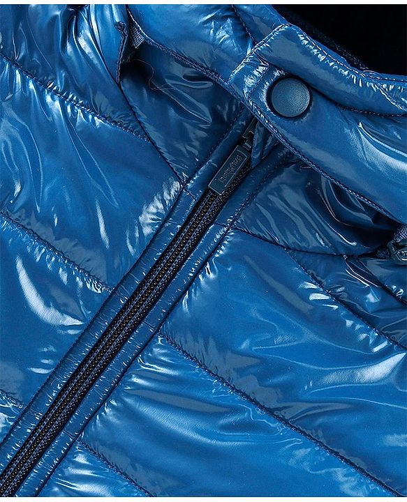 Babyhug Full Sleeves Solid Colour Padded Jacket with Detachable Hood - Blue