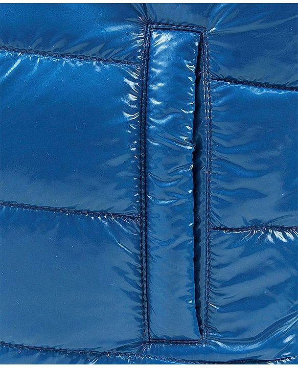 Babyhug Full Sleeves Solid Colour Padded Jacket with Detachable Hood - Blue