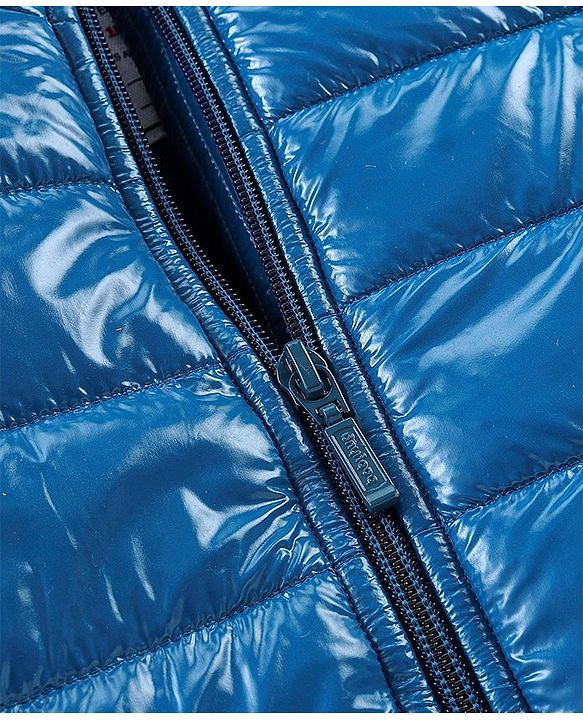 Babyhug Full Sleeves Solid Colour Padded Jacket with Detachable Hood - Blue