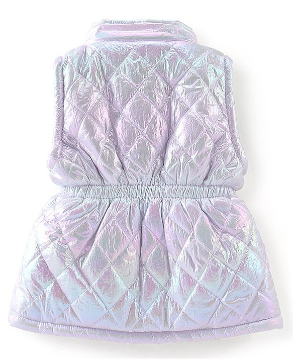 Babyhug Sleeveless Holographic Hoodie - White
