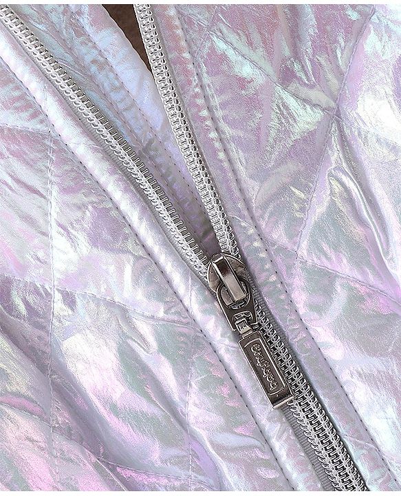Babyhug Sleeveless Holographic Hoodie - White