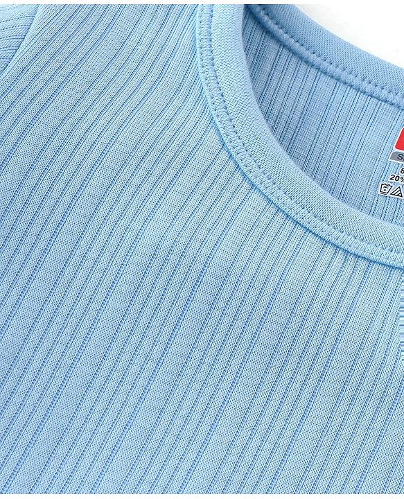 Babyhug Cotton Blend Thermal Full Sleeves Solid Vest- Blue