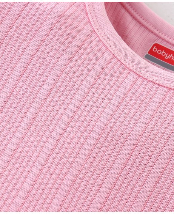Babyhug Full Sleeves Solid Textured Thermal Vests - Pink