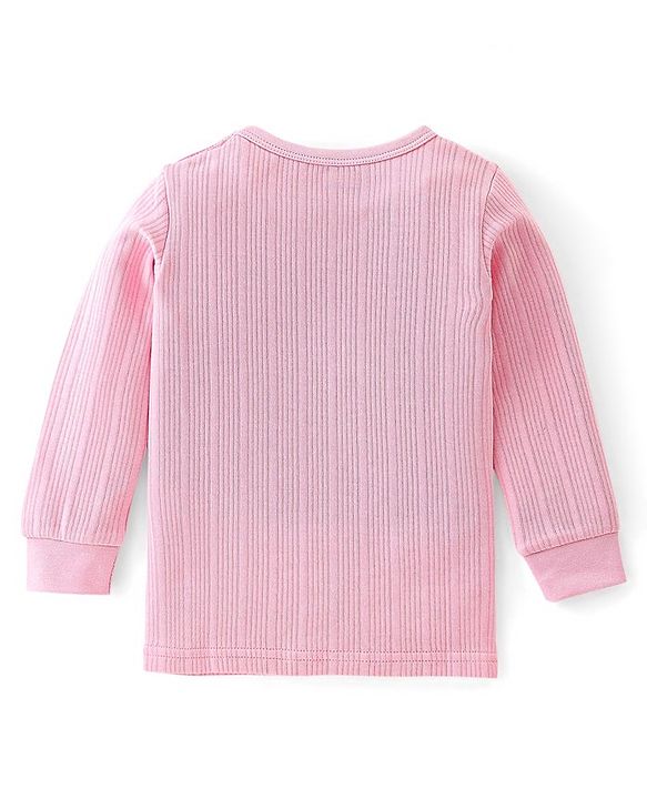 Babyhug Full Sleeves Solid Textured Thermal Vests - Pink