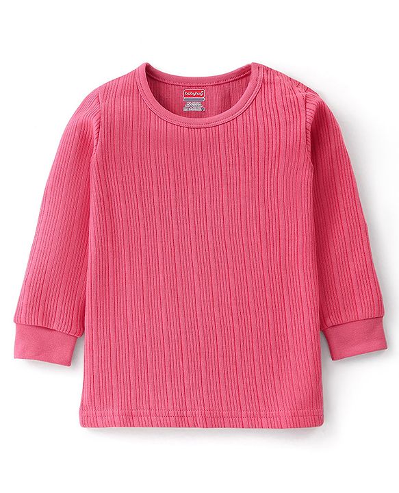 Babyhug Cotton Full Sleeves Solid Thermal Vest- Pink