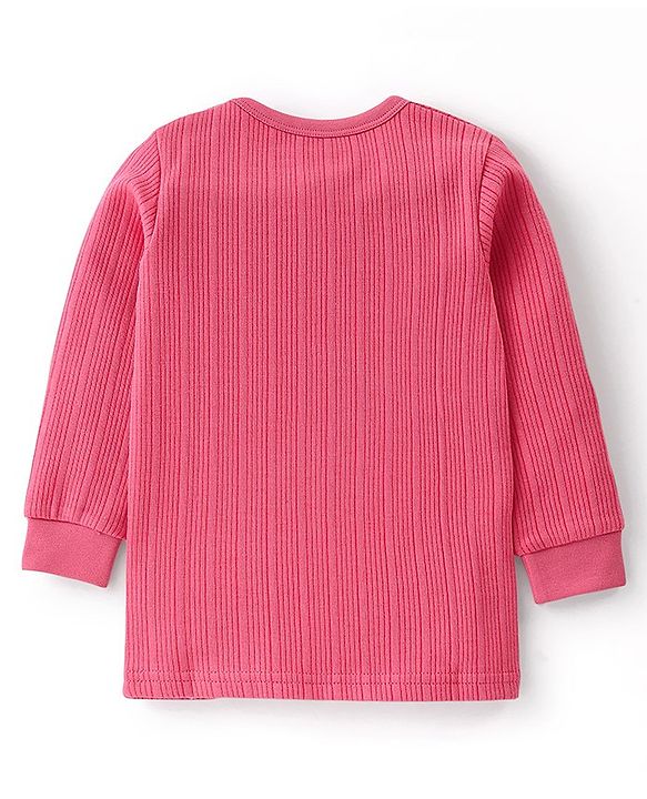 Babyhug Cotton Full Sleeves Solid Thermal Vest- Pink
