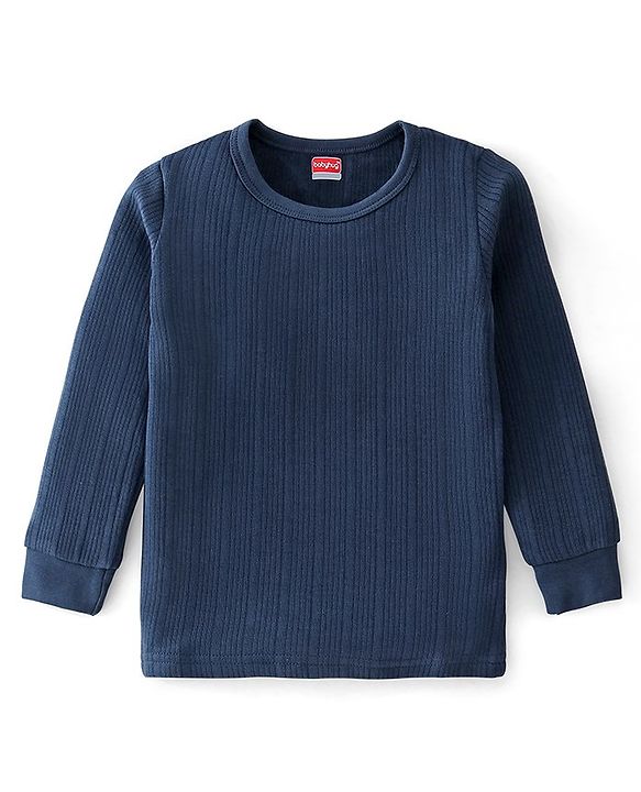 Babyhug Full Sleeves Thermal Vest Solid Colour - Navy Blue