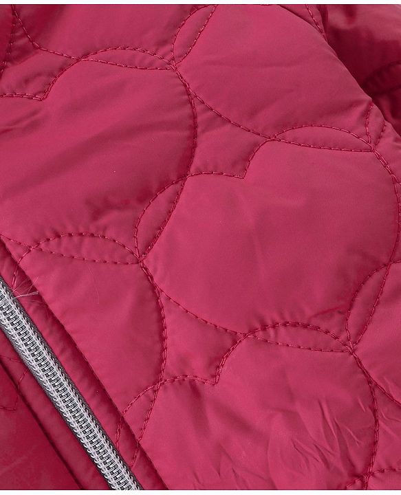 Babyhug Woven Full Sleeves Hooded Jacket with Heart Design - Pink