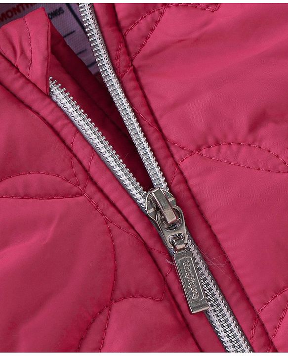 Babyhug Woven Full Sleeves Hooded Jacket with Heart Design - Pink