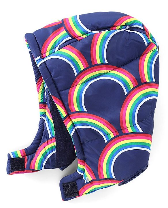 Babyhug Full Sleeves Puffed Hooded Jacket Rainbow Printed - Purple