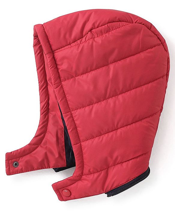 Babyhug Full Sleeves Hooded Quilted Jacket - Red & Navy