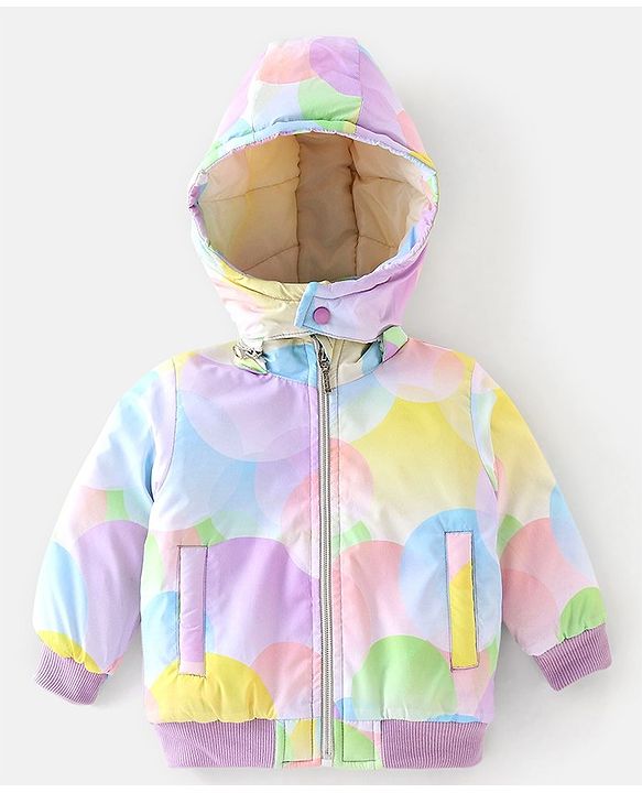 Babyhug Full Sleeves Tie Dye Woven Detachable Hood Jacket - Purple & Blue