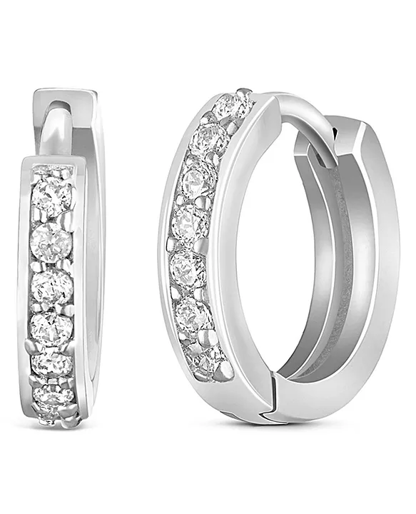 1/3 Cttw Diamond Huggie Hoop Earrings for Women Three Open Rows in Sil –  Natalia Drake