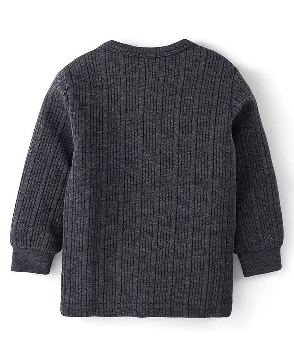 Babyhug Full Sleeves Solid Colour Thermal Vest - Dark Grey