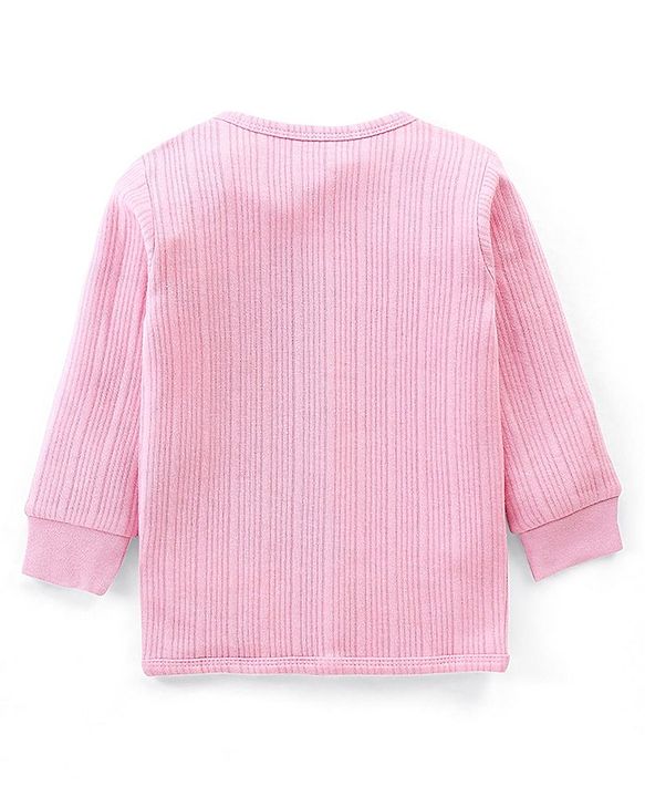 Babyhug Cotton Full Sleeves Thermal Vest Solid Colour - Pink