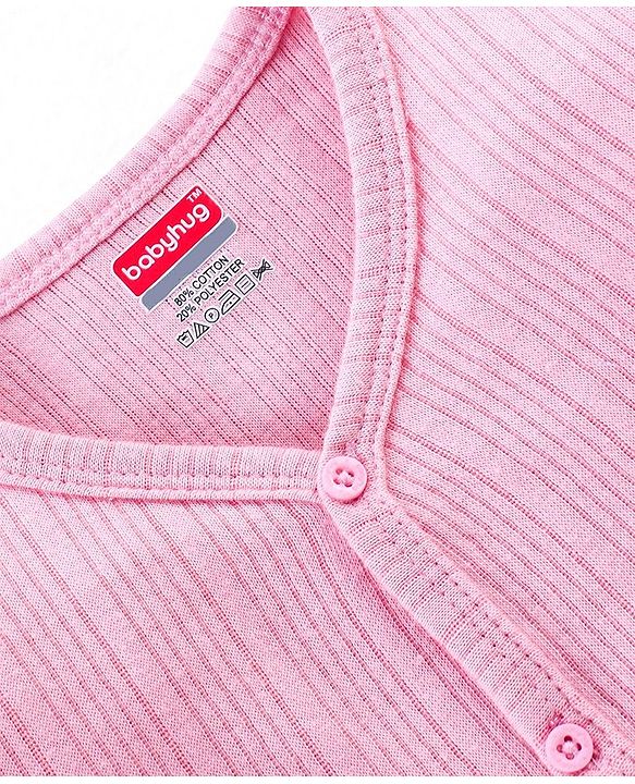 Babyhug Cotton Full Sleeves Thermal Vest Solid Colour - Pink