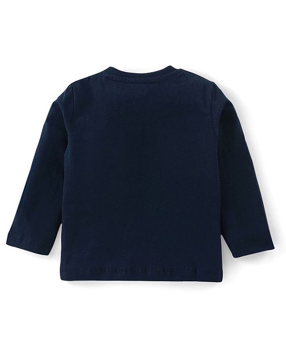 Babyhug Cotton Knit Full Sleeves Night Suit Text & Camo Print - Navy Blue