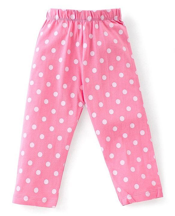 Babyhug Cotton Knit Full Sleeves Lollipop & Polka Dots Printed Night Suit - Pink