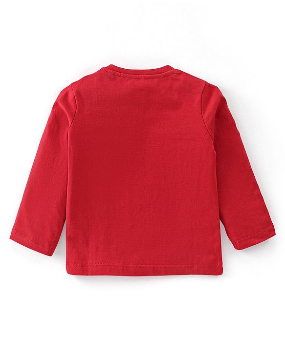 Babyhug Cotton Knit Full Sleeves Panda Printed Night Suit - Red