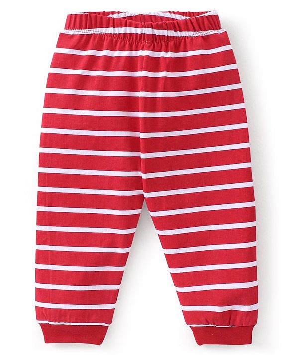 Babyhug Cotton Knit Full Sleeves Panda Printed Night Suit - Red