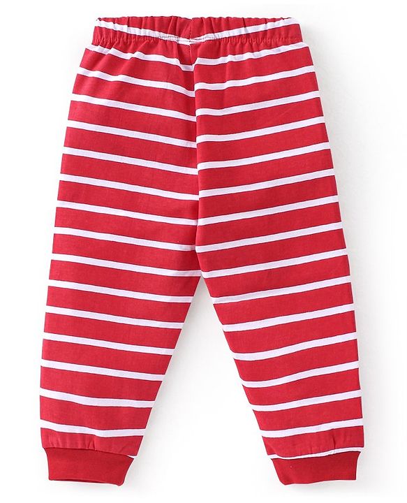 Babyhug Cotton Knit Full Sleeves Panda Printed Night Suit - Red