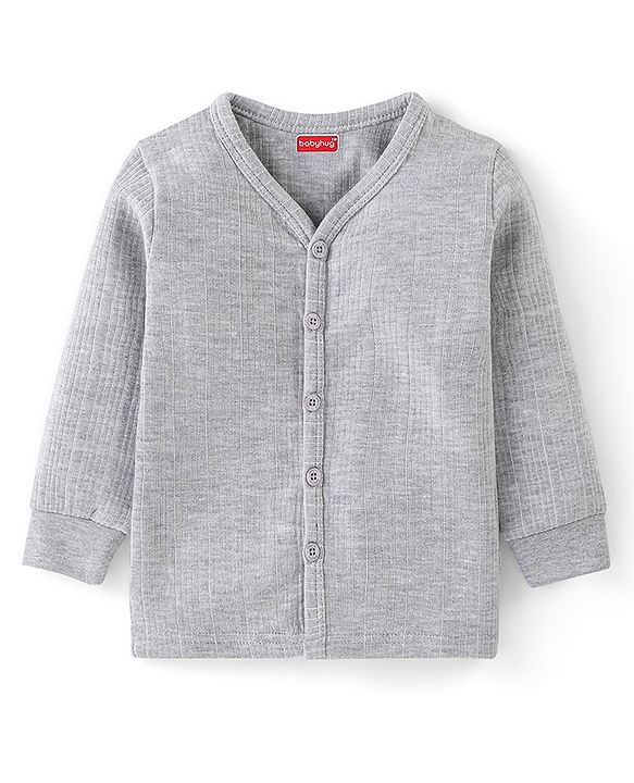 Babyhug Full Sleeves Solid Thermal Vest Pack of 2 - Dark & Light Grey