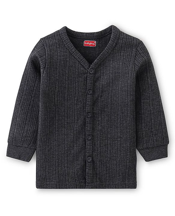 Babyhug Full Sleeves Solid Thermal Vest Pack of 2 - Dark & Light Grey