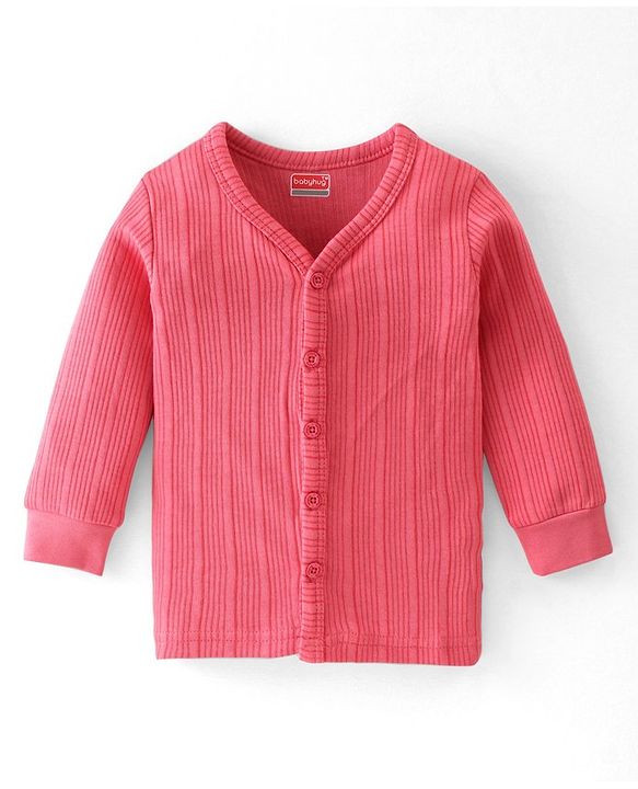 Babyhug Full Sleeves Solid Color Thermal Vests Pack of 2 - Pink & Coral