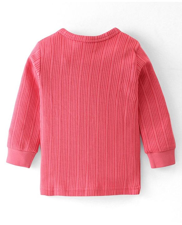 Babyhug Full Sleeves Solid Color Thermal Vests Pack of 2 - Pink & Coral