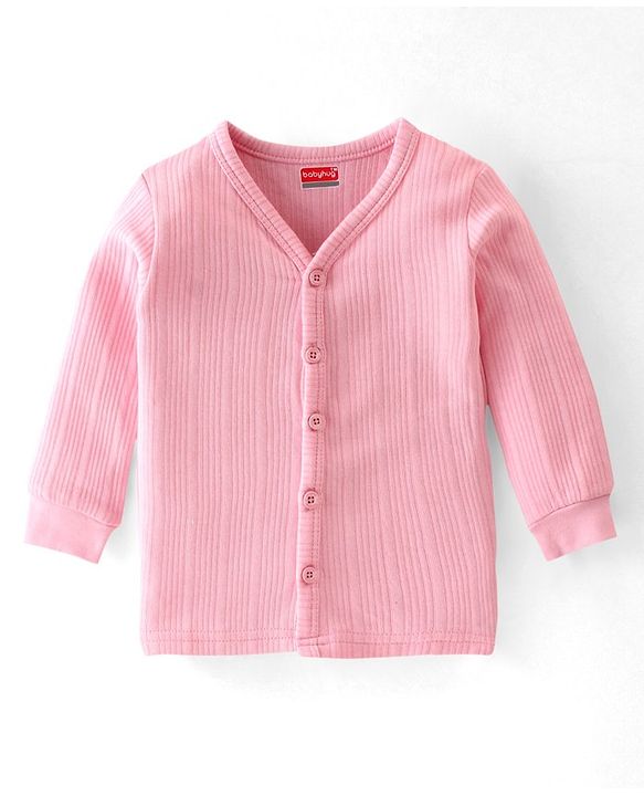 Babyhug Full Sleeves Solid Color Thermal Vests Pack of 2 - Pink & Coral