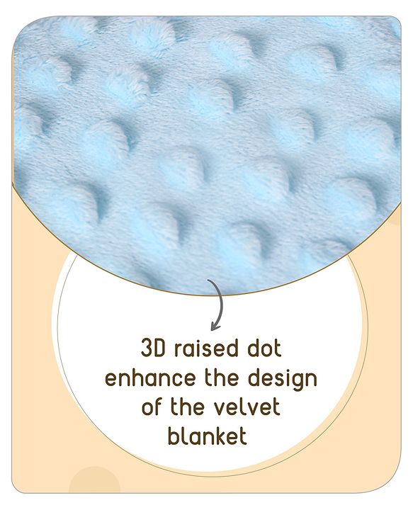 Babyhug Velvet Lion Embroidered Lightweingt Bubble Blanket - Blue