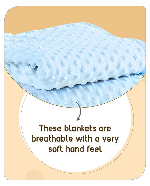 Babyhug Velvet Lion Embroidered Lightweingt Bubble Blanket - Blue