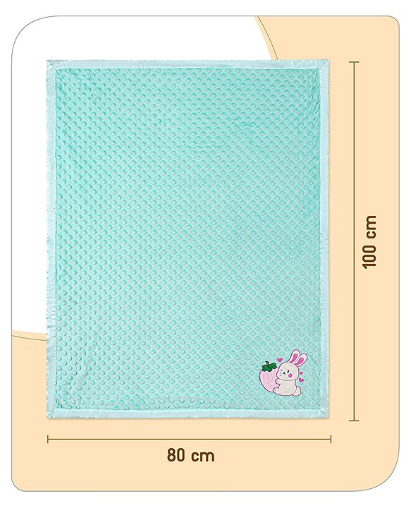 Babyhug Velvet Lion Embroidered Lightweingt Bubble Blanket - Blue