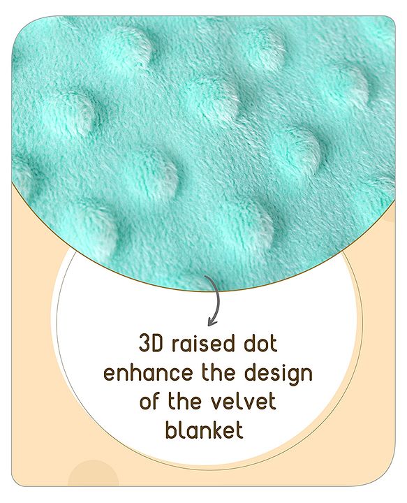 Babyhug Velvet Lion Embroidered Lightweingt Bubble Blanket - Blue