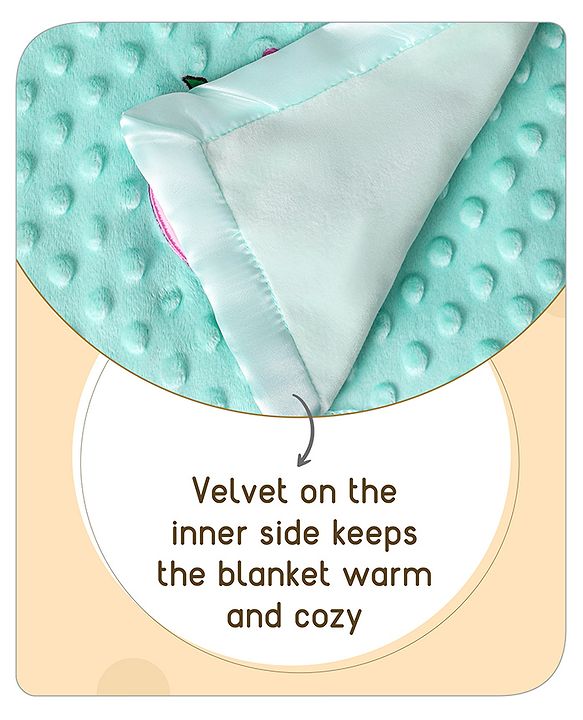 Babyhug Velvet Lion Embroidered Lightweingt Bubble Blanket - Blue