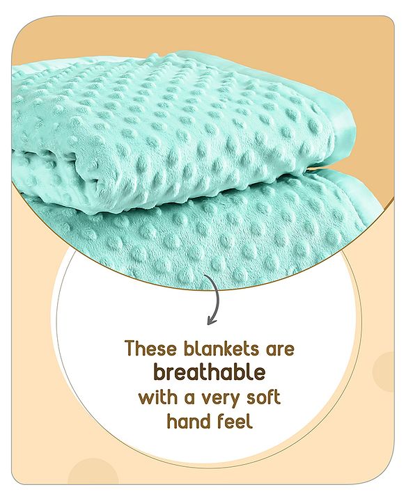 Babyhug Velvet Lion Embroidered Lightweingt Bubble Blanket - Blue
