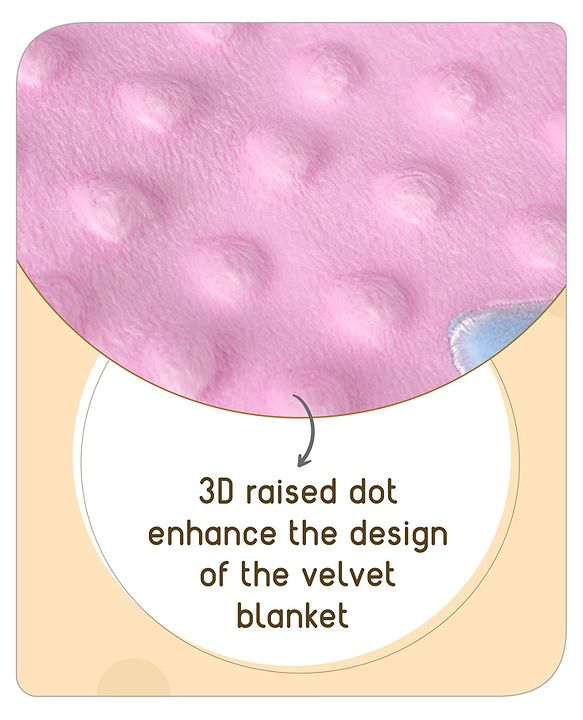 Babyhug Velvet Lion Embroidered Lightweingt Bubble Blanket - Blue