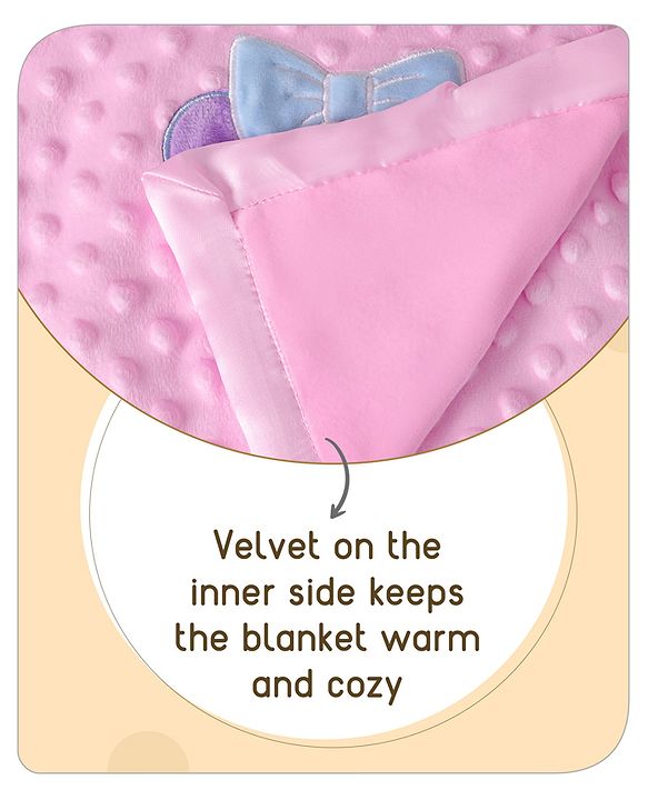 Babyhug Velvet Lion Embroidered Lightweingt Bubble Blanket - Blue