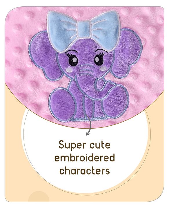 Babyhug Velvet Lion Embroidered Lightweingt Bubble Blanket - Blue