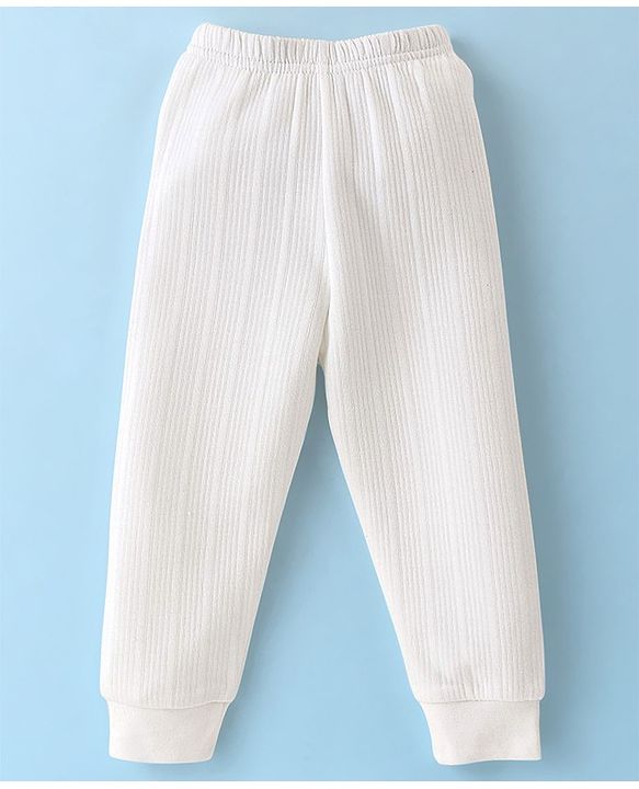 Babyhug Cotton Full Sleeves Thermal Wear Set Solid Colour - White