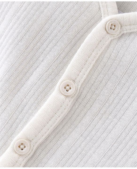 Babyhug Cotton Full Sleeves Thermal Wear Set Solid Colour - White