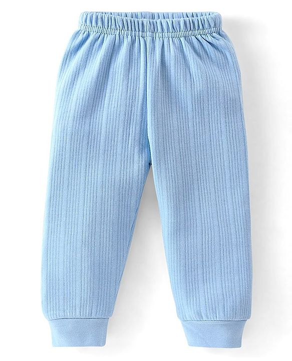 Babyhug Cotton Full Sleeves Front Open Thermal Vest And Leggings- Blue
