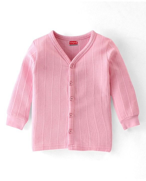 Babyhug Full Sleeves Solid Colour  Thermal Inner Wear Set-Pink