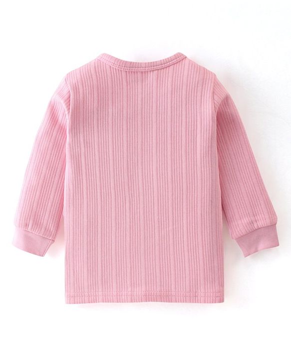 Babyhug Full Sleeves Solid Colour  Thermal Inner Wear Set-Pink