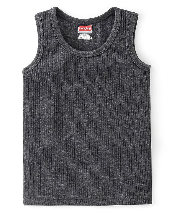 Babyhug Thermal Full Sleeves Solid Vest Sando & Pajama Set - Dark Grey