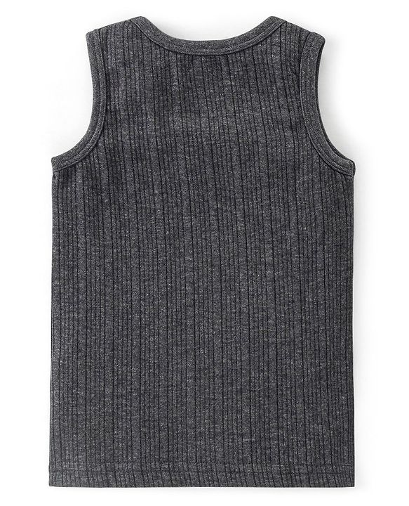 Babyhug Thermal Full Sleeves Solid Vest Sando & Pajama Set - Dark Grey