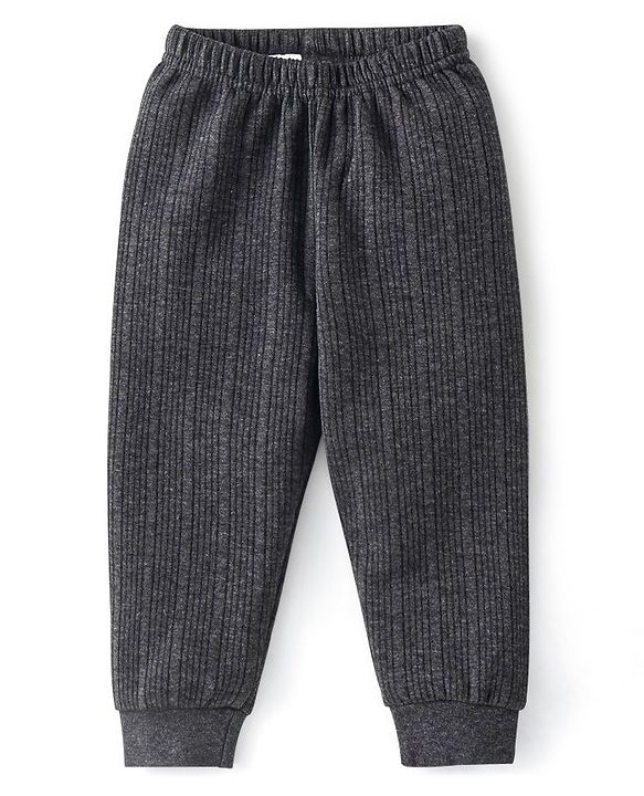 Babyhug Thermal Full Sleeves Solid Vest Sando & Pajama Set - Dark Grey