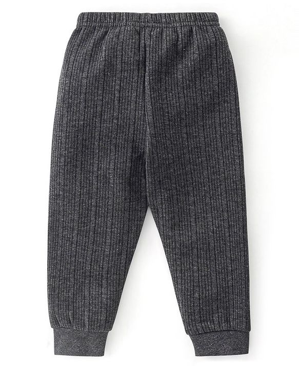 Babyhug Thermal Full Sleeves Solid Vest Sando & Pajama Set - Dark Grey